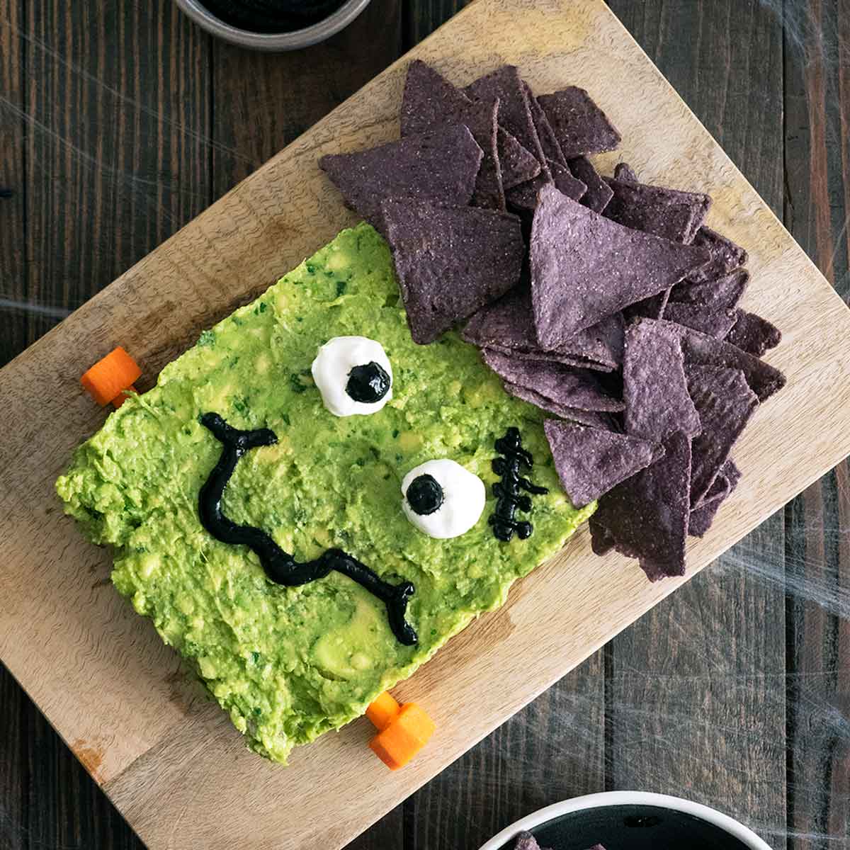 Halloween frankenstein guacamole snacks